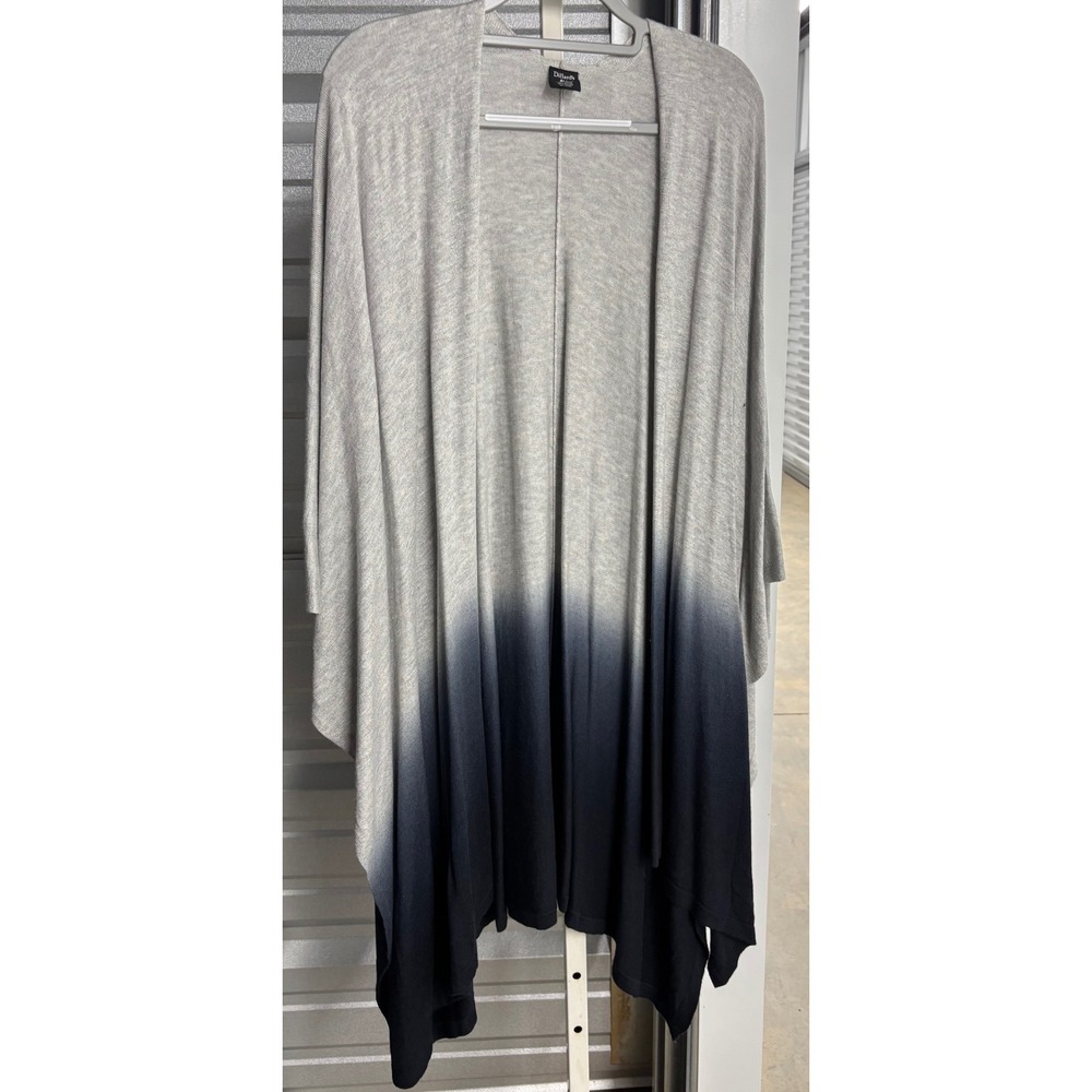 Dillards Womens Gray Navy Ombre Dip Dye Open Front Cardigan Wrap Sweater ALL